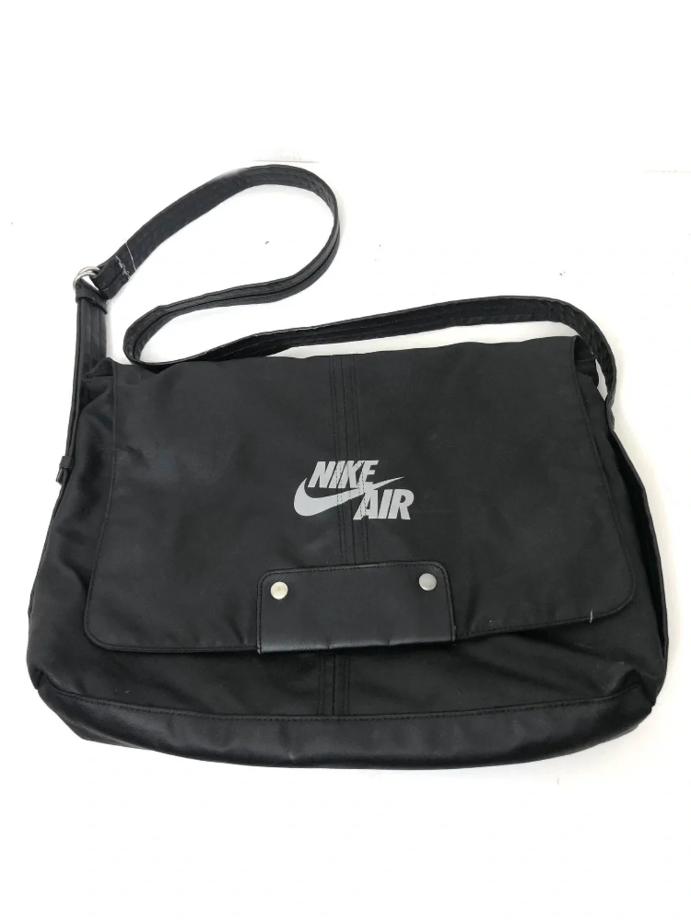 Vintage Nike Black Messenger Bag with Nike Air Logo